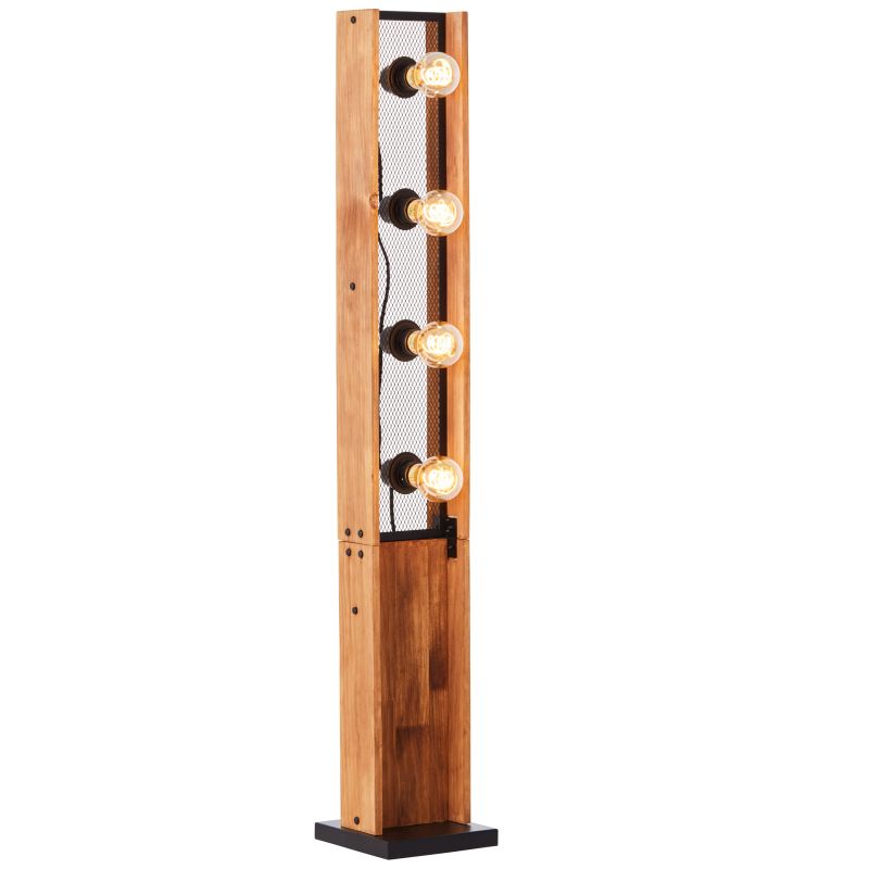 Brilliant 93122/76 CALANDRA - Dřevěná stojací lampa do obýváku, 4 x E27, 125,5cm