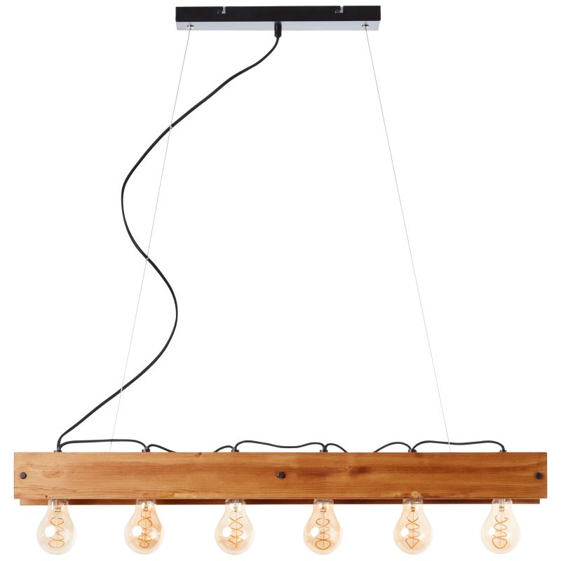 Brilliant 99452/76 CALANDRA - Dřevěný lustr nad stůl nebo nad sedačku, 6 x E27, 90cm