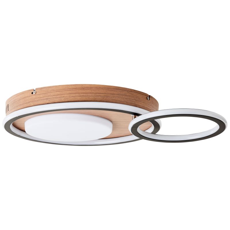 Brilliant G99749/76 KARNEY - LED moderní stropní lustr se dřevěnou monturou, stmívatelný vypínačem, LED 48W, 3000K, 57 x 40cm