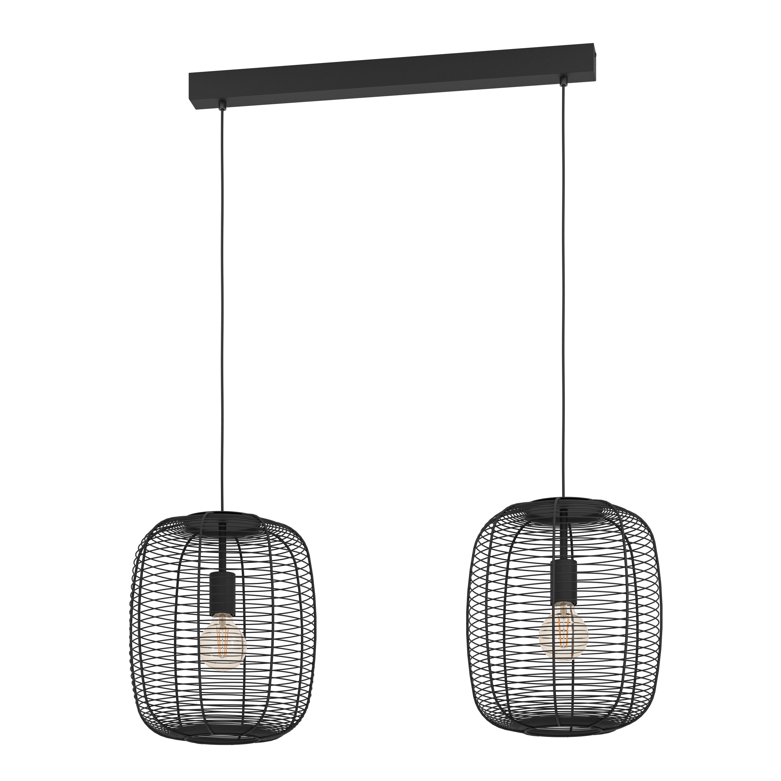 Eglo 43966 RINROE - Závěsné vintage svítidlo nad jídelní stůl v černé barvě 2 x E27, 68cm