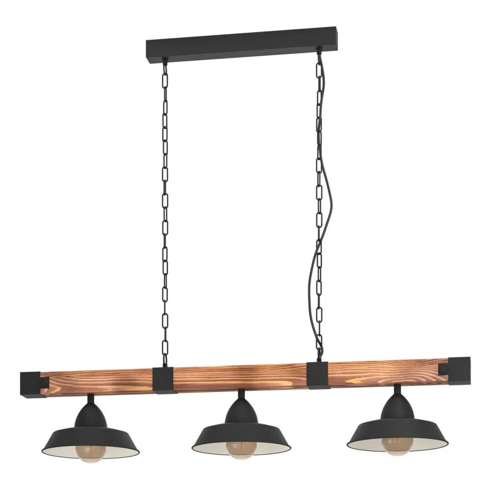 Eglo 44086 OLDBURY - Závěsný retro trojramenný lustr + Dárek 3 x LED retro žárovka