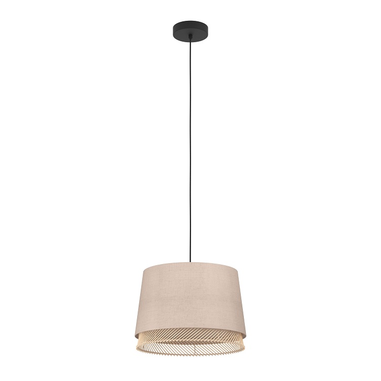 Eglo 43975 TABLEY - Moderní lustr s textilním stínidlem a dřevem, Ø 38cm