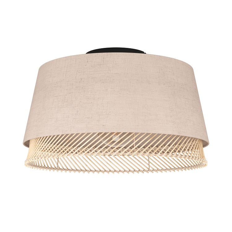 Eglo 43974 TABLEY - Moderní lustr s textilním stínidlem a dřevem, Ø 38cm