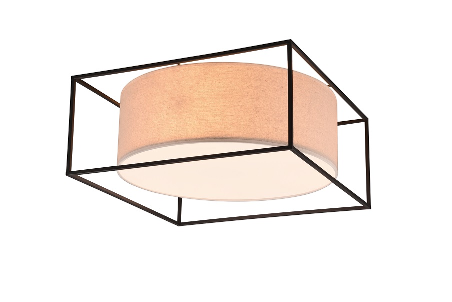 Trio Leuchten 603100344 ROSS - Stropní lustr s textilním stínidlem, 3 x E27, 50 x 50cm