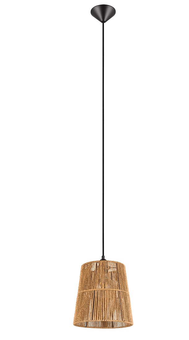 Trio Leuchten R31041026 HOLM - Závěsný lustr s moderním papírovým stínidlem v imitaci ratanu, 1 x E27, Ø 24cm