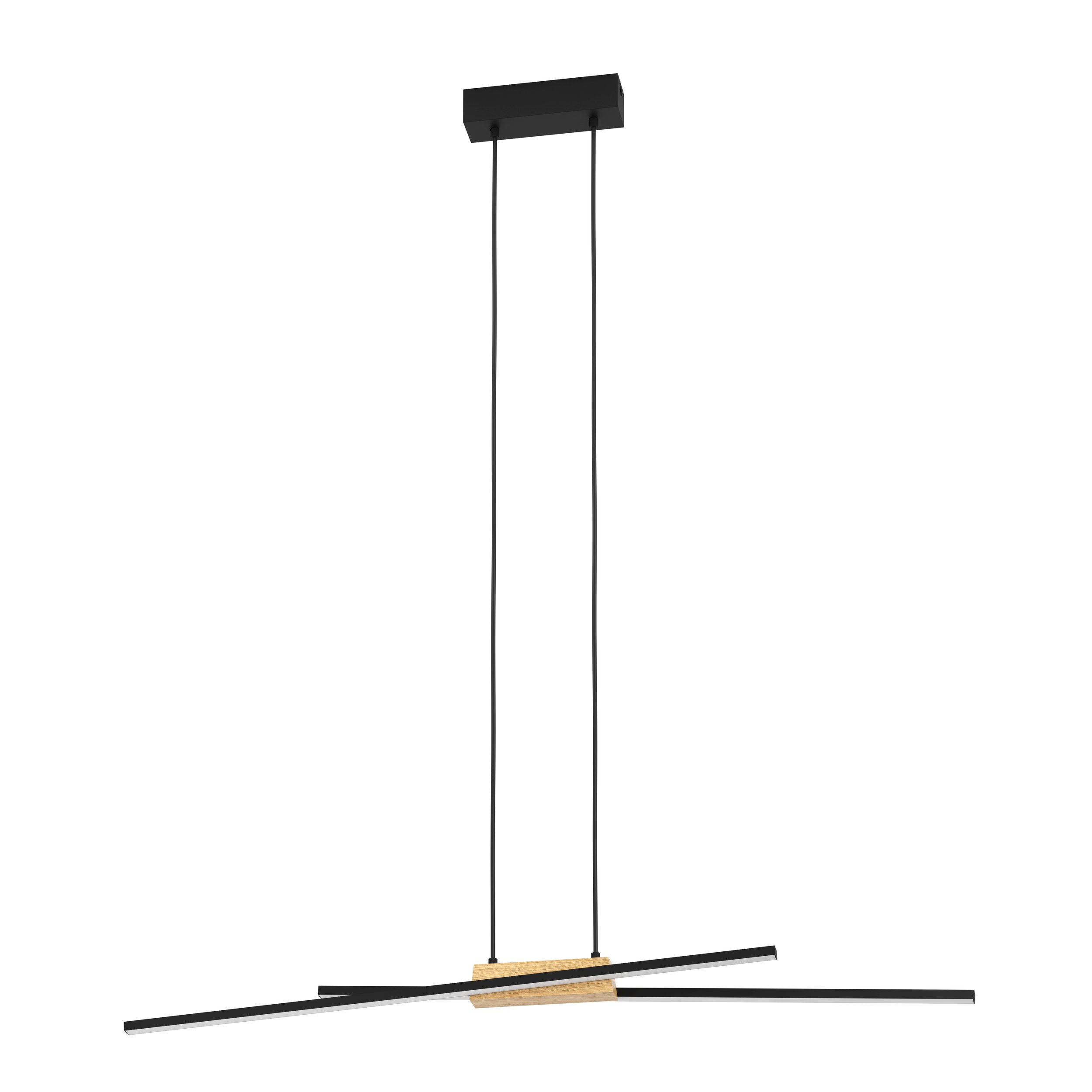 Eglo 900489 PANAGRIA - LED stmívatelné závěsné svítidlo v černé barvě se dřevem, 26W, 3000K, 93,5cm
