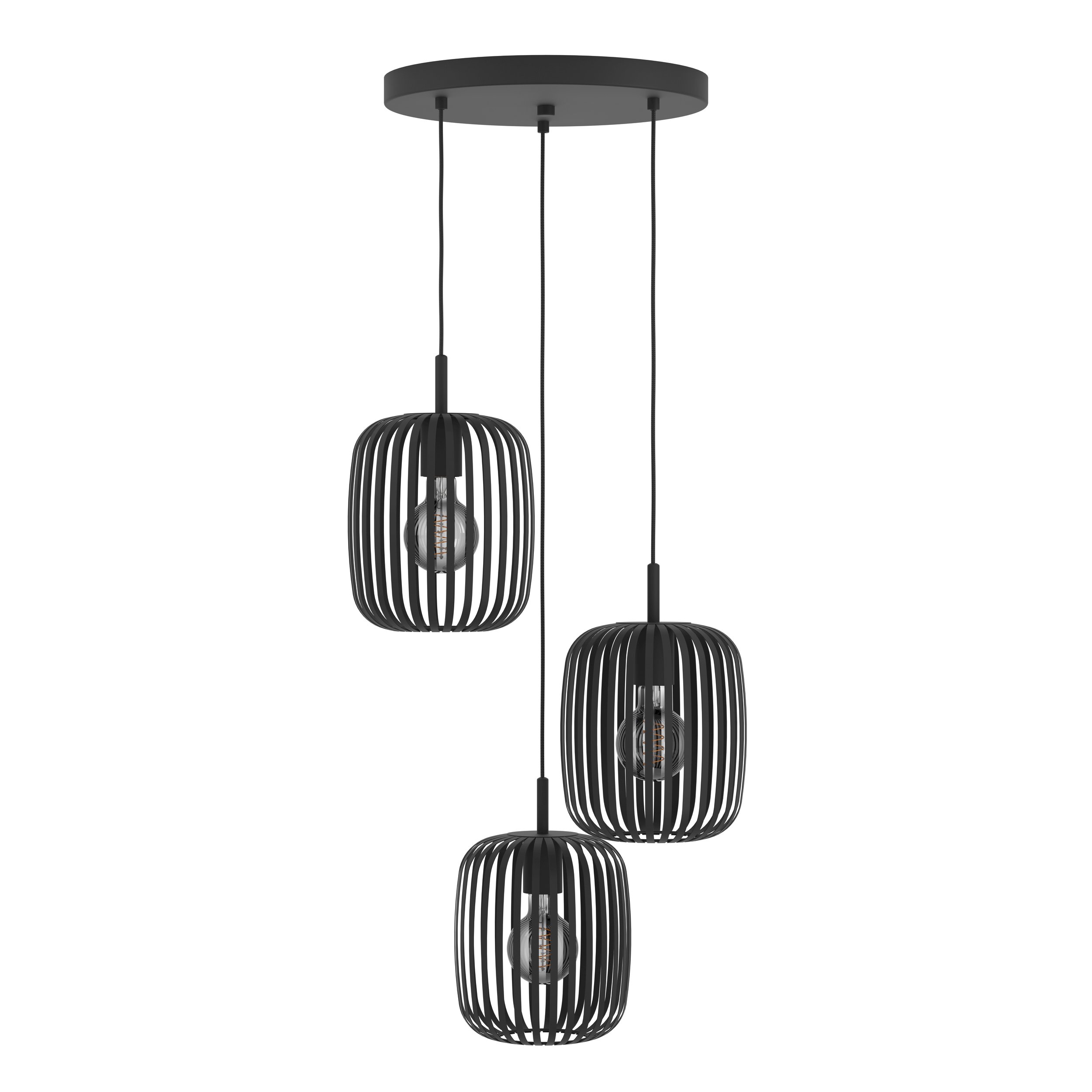 Eglo 900686 ROMAZZINA - Závěsné ocelové svítidlo v černé barvě nad stůl nebo sedačku, 3 x E27, Ø 46cm