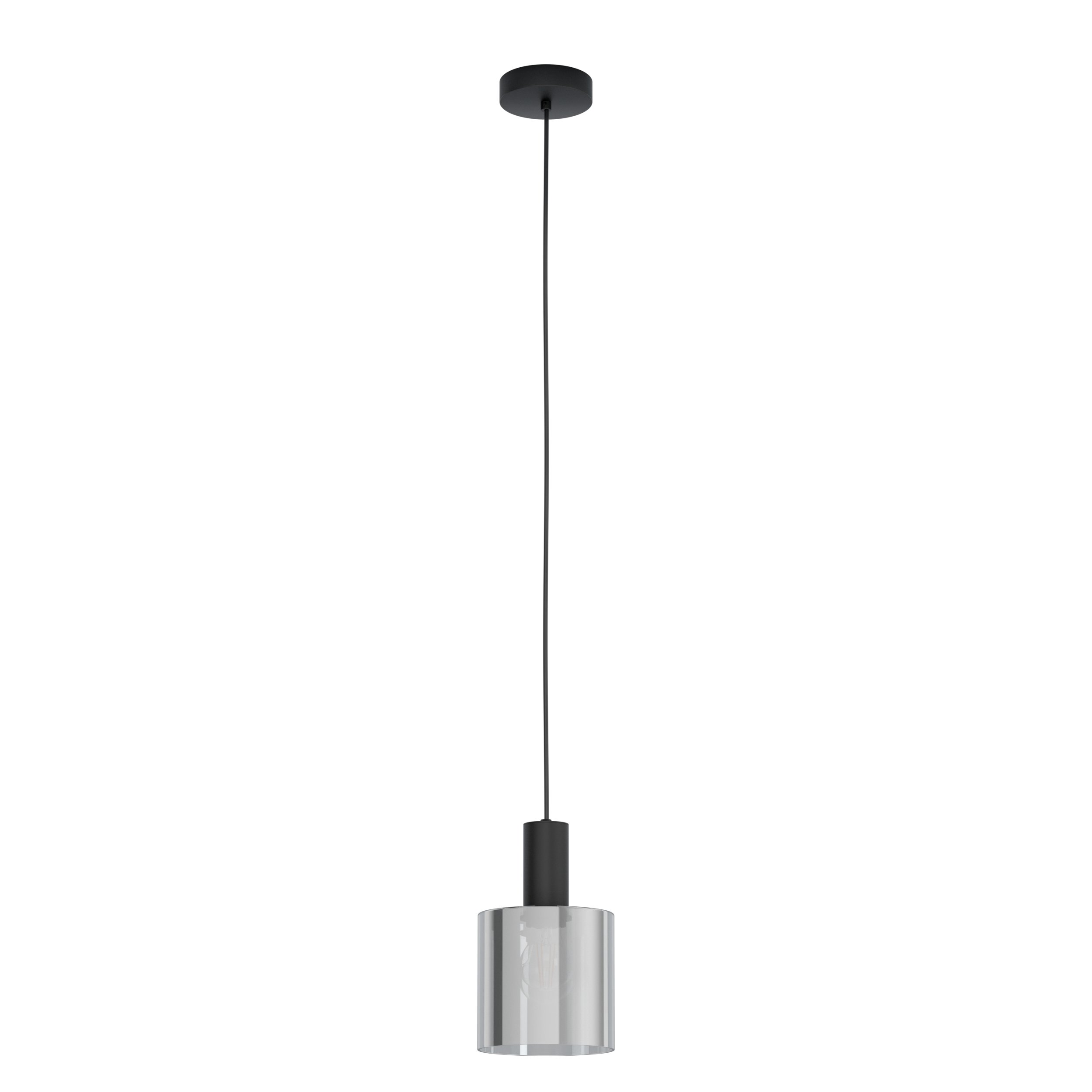 Eglo 98752 GOROSIBA - Závěsný černý lustr s kouřovým stínidlem, 1 x E27, Ø 15cm