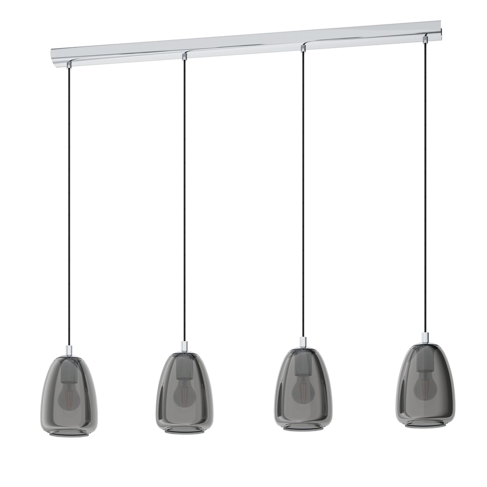 Eglo 98616 ALOBRASE - Závěsné svítidlo s šedými průhlednými stínidly, 4 x E27, 108cm