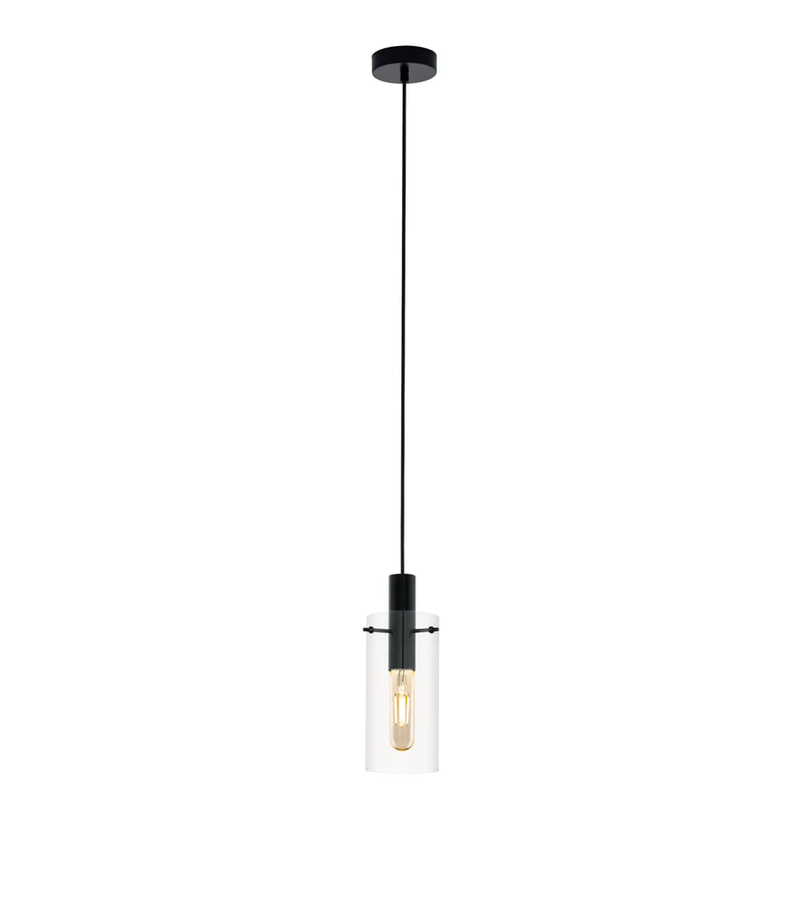 Eglo 97366 MONTEFINO - Závěsné černé svítidlo se skleněným stínidlem, 1 x E27, Ø 11cm