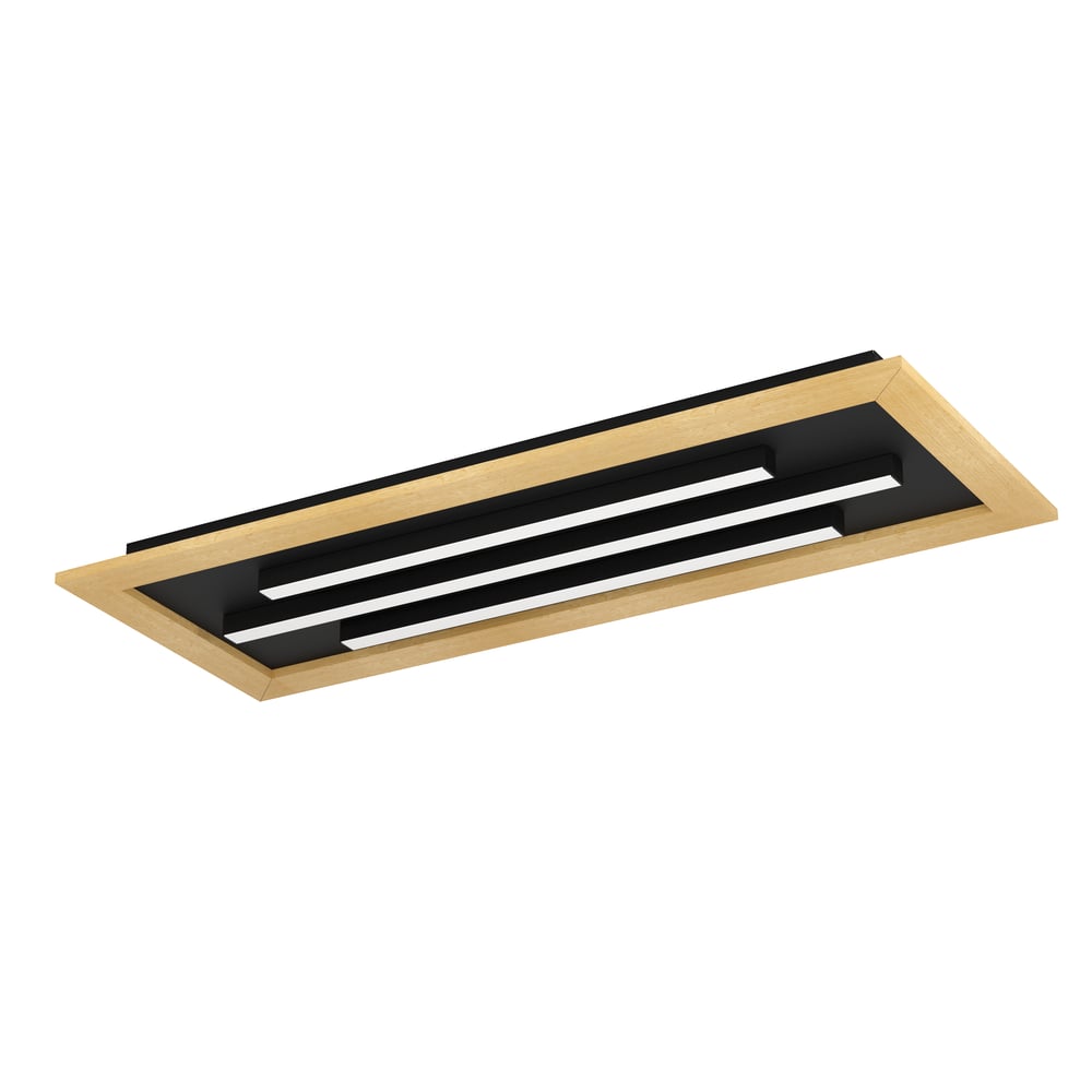 Eglo 900604 TIRRENARA - LED stropní svítidlo s ovladačem v černé barvě se dřevem, LED 32,1W, 78 x 30,5cm, 2700 - 6500K