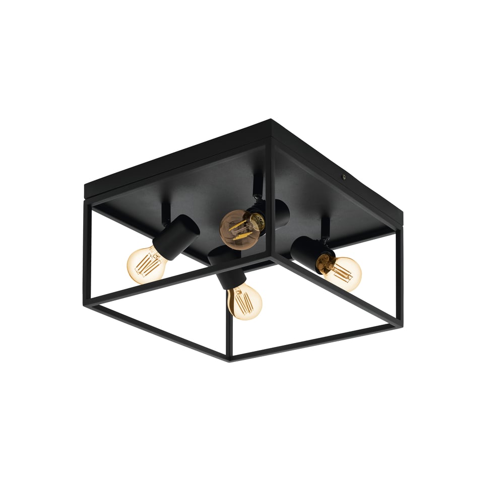 Eglo 98334 SILENTINA - Černý stropní lustr v retro stylu, 4 x E27, 36 x 36cm