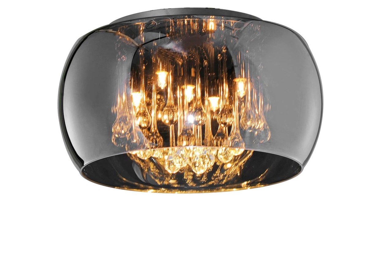 Trio Leuchten 611210506 VAPORE - Stropní moderní lustr se skleněnými krystalky, Ø 40cm, 5 x G9