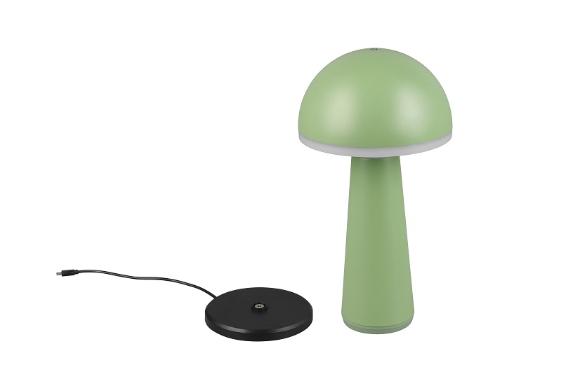 Trio Leuchten R57716149 FUNGO - Venkovní přenosná nabíjecí lampička v zelené barvě, IP54, LED 2W, 3000 + 4000 + 6500K, 31cm