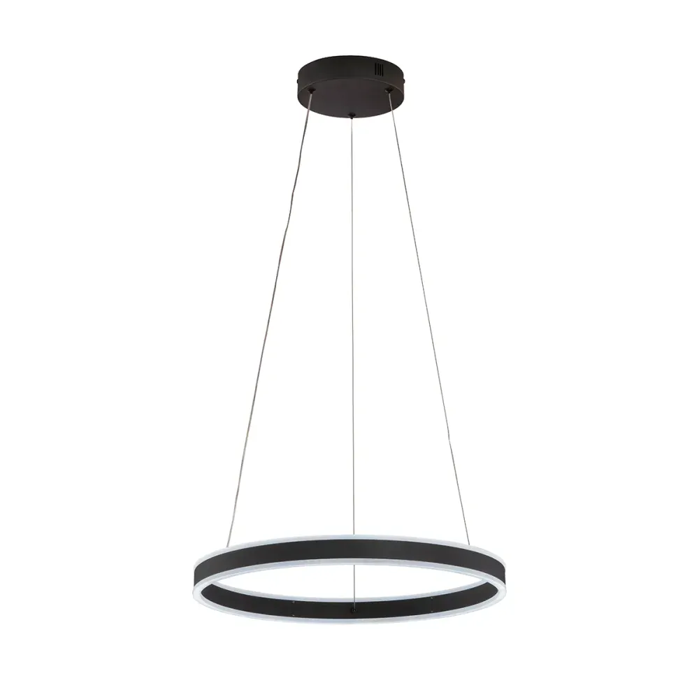 Fischer Honsel 61047 SIRKO - Černý LED závěsný kulatý lustr stmívatelný dálkovým ovladačem, LED 40W, 6500lm, 2700 - 6500K, Ø 50cm