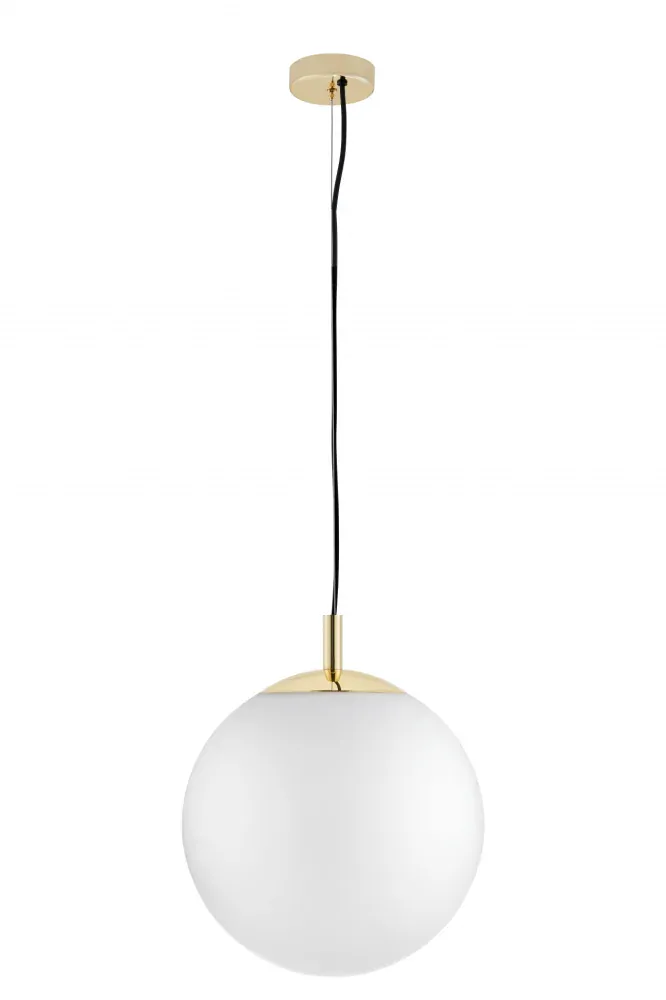 Kaspa 10728305 ALUR L - Závěsné svítidlo s kulatým skleněným stínidlem, zlaté prvky, 3 x E27, Ø 40cm