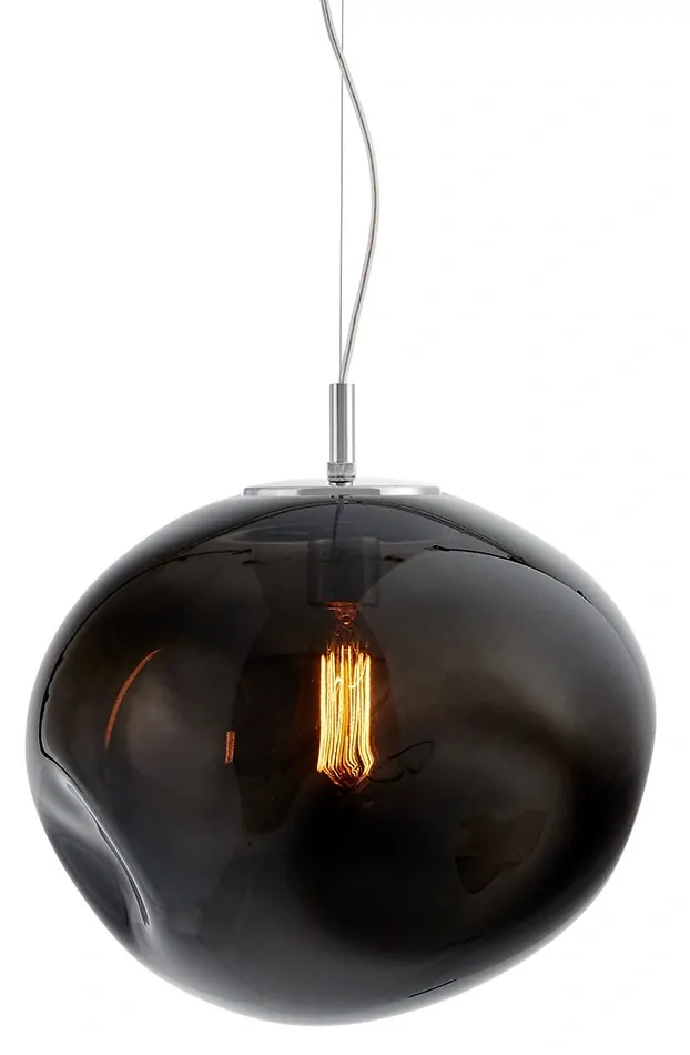 Kaspa 10423108 AVIA L - Závěsné svítidlo s nepravidelným průhledným stínidlem v grafitové barvě, 1 x E27, Ø 40cm