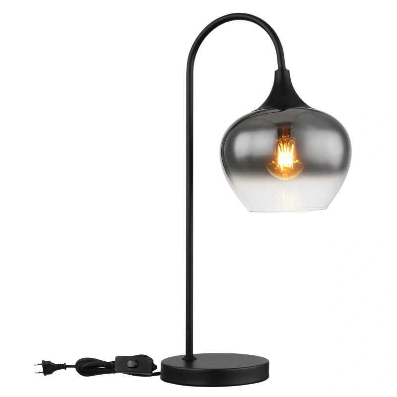 Globo 15548T MAXY - Černá stolní lampa s kouřovým stínidlem, 1 x E27