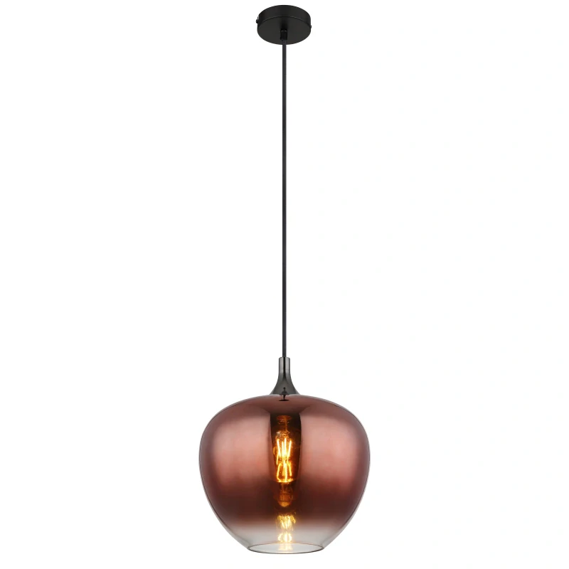 Globo 15548H1G MAXY - Závěsný černý lustr s měděným stínidlem, 1x E27, Ø 29cm