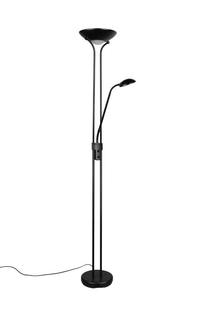 Trio Leuchten R42292132 SPOCK - Moderní stojací LED stmívatelná lampa v černé barvě, LED 19W + 5W, 3000K, 180cm