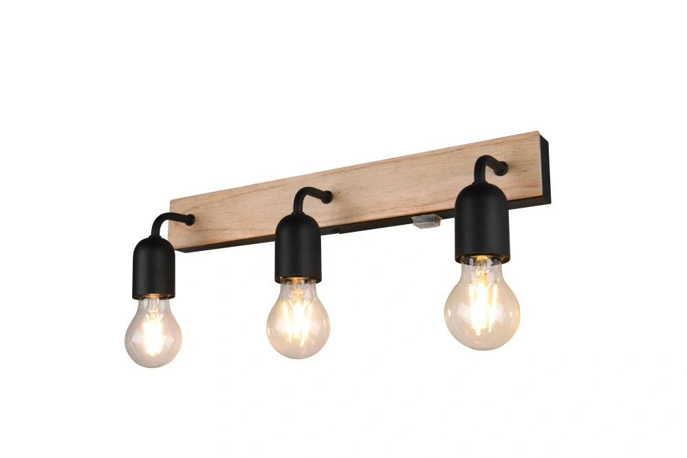 Trio Leuchten 284470332 ARTURO - Nátěnné koupelnové svítidlo s vypínačem v imitaci dřeva, 3 x E27, IP44, 45cm