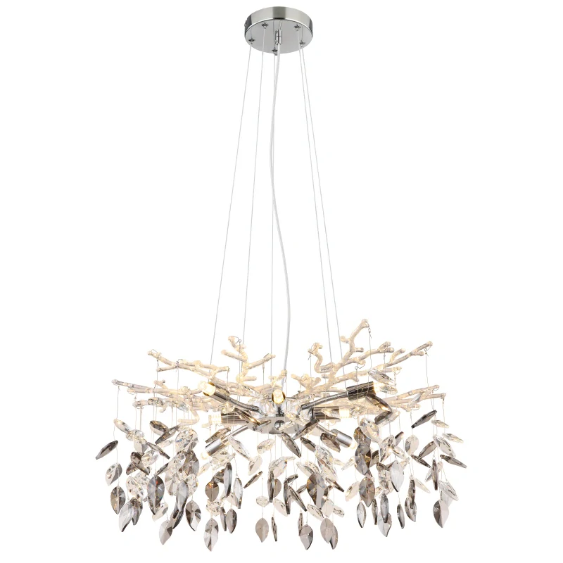 Globo 64133-8 DANNA - Moderní lustr nad jídelní stůl nebo obýváku v chromové barvě, 8 x G9, Ø 61cm