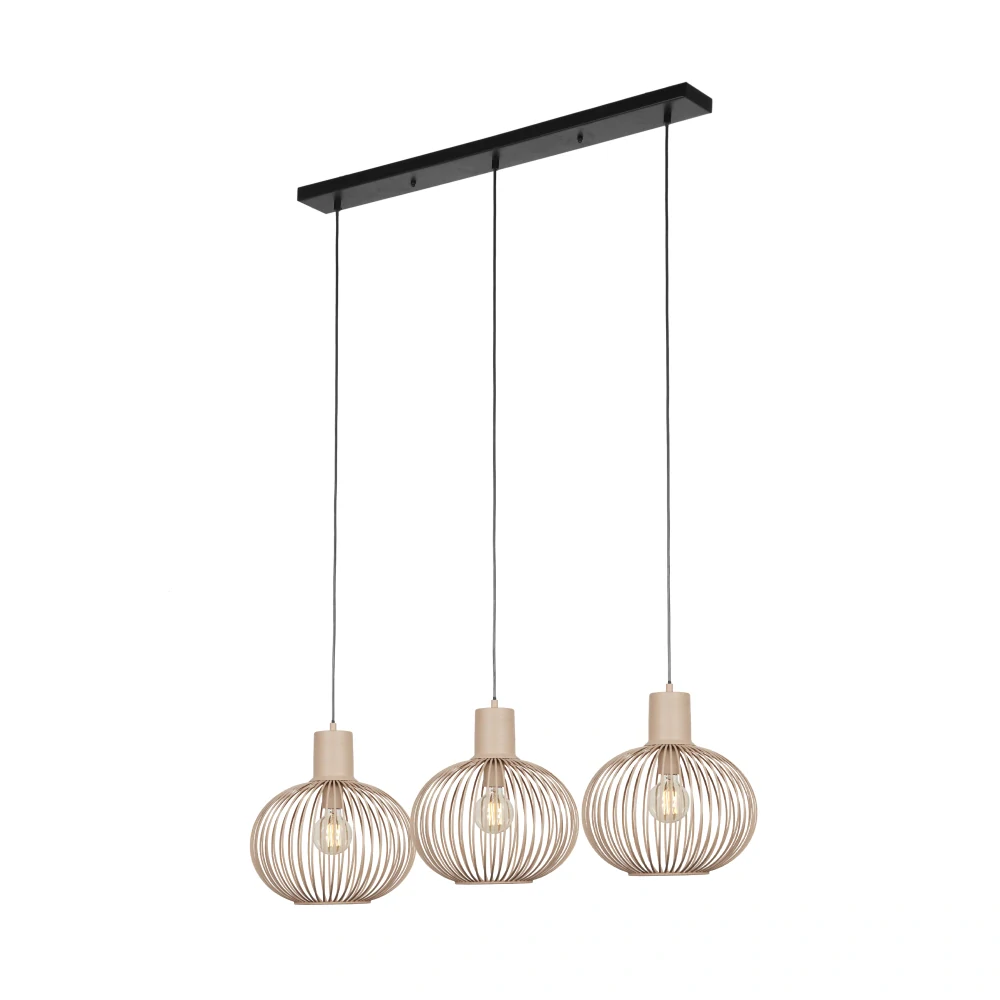 Trio Leuchten 365700366 GILA - Vintage závěsné trojramenné pískové svítidlo, 3 x E27, 120cm