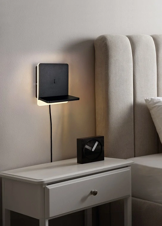 Trio Leuchten 248670132 FAIRFIELD - Nástěné LED svítidlo za zeď k posteli bezdrátovým nabíjením mobilu, USB-A + USB-C, LED 9W, 3000K