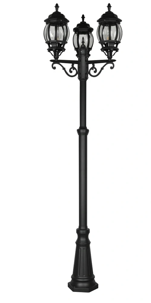 Trio Leuchten 406960332 ELVO - Zahradní vysoká trojramenná stojací lampa v černé barvě ,IP44, výška 240cm, 3 x E27