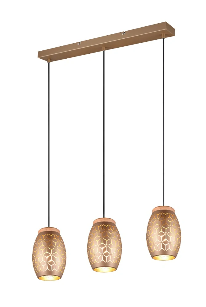 Trio Leuchten R31573065 BIDAR - Závěsné svítidlo nad jídelní stůl v kávové barvě, 3 x E27, 71cm šířka