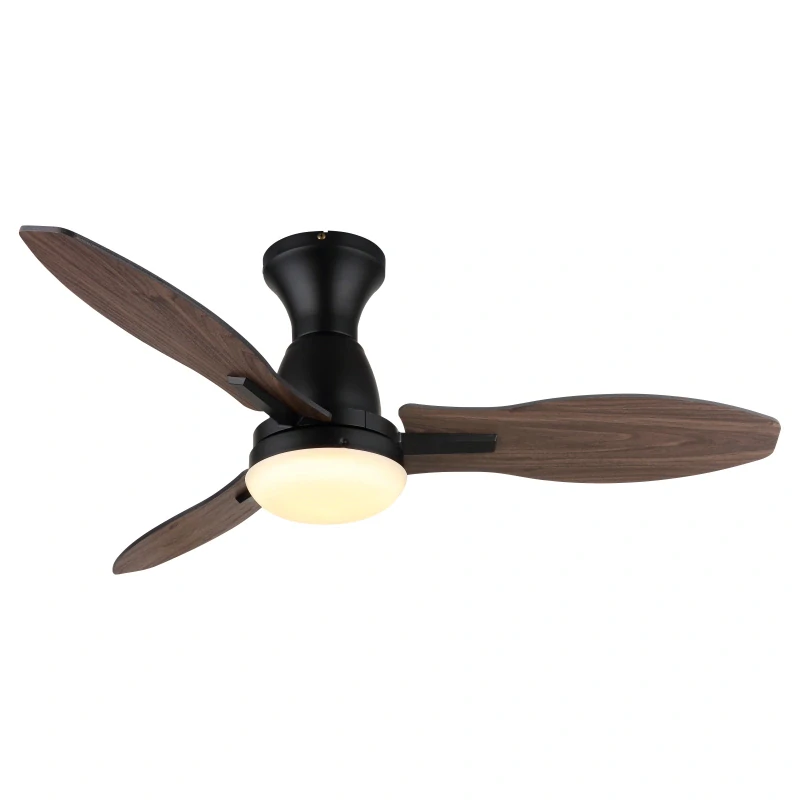 Globo 03671B GALE - Stropní LED ventilátor v černé barvě s imitaci dřeva,dálkové ovladání, LED 22W, 3000-6000K