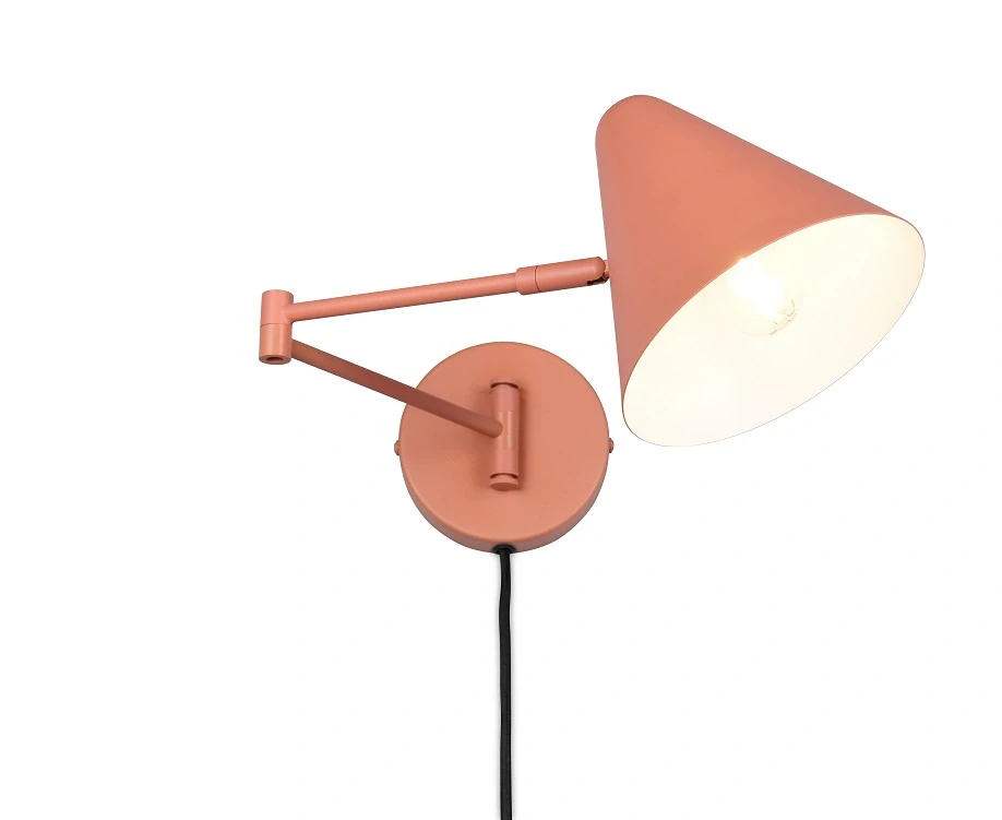 Trio Leuchten 263970140 COSIMA - Nástěnná čtecí lampa na kloubech s kabelem do zásuvky v meruňkové barvě, 1 x E14