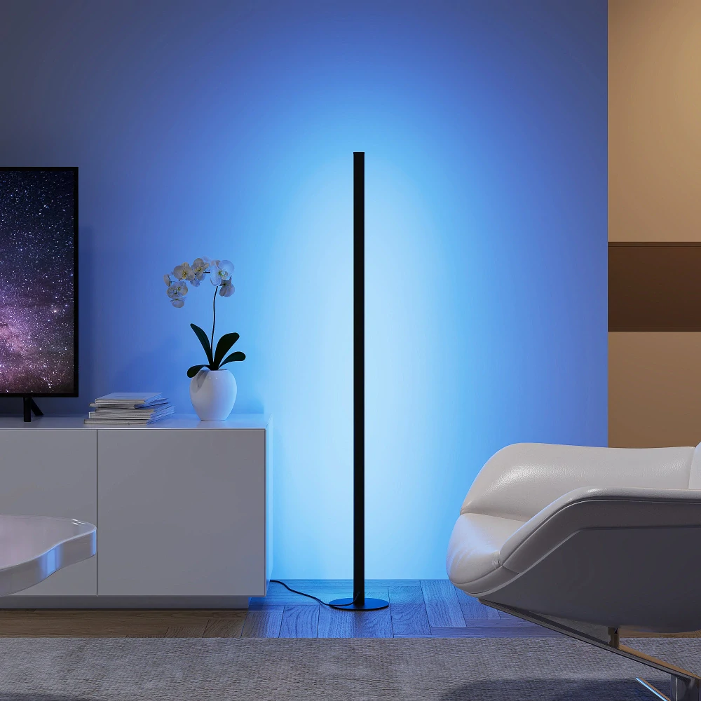 Trio Leuchten R45711102 TENDO - LED stojací černá lampa s RGB světlem, dálkové ovládání, LED 11W, RGB, 115cm
