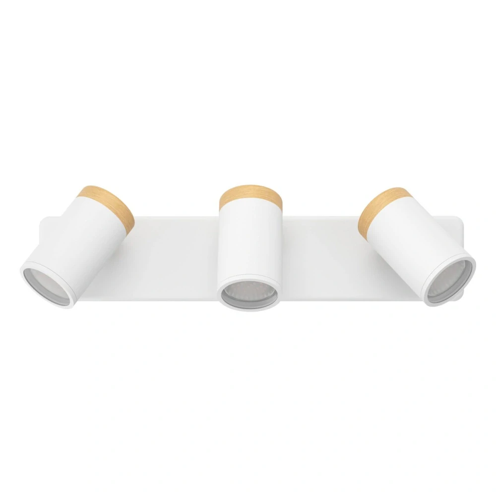Eglo 300004 CONSUMA - Elegantní koupelnové bílé bodové svítidlo se dřevěnými prvky, 3 x GU10, 40cm, IP44