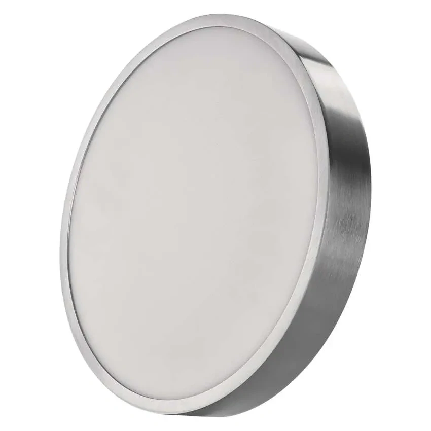 EMOS ZM5253 NEXXO - Přisazený stropní LED panel v broušeném niklu, 28W, 2700lm, 3000 + 3500 + 4000K, IP40/IP20, Ø 30cm