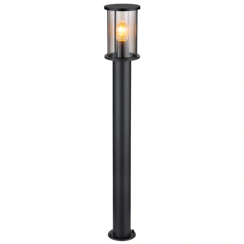 Globo 31363 GRACEY - Venkovní stojací lampa v černé barvě kovu a kouřovým sklem, 1 x E27, IP54, 100cm