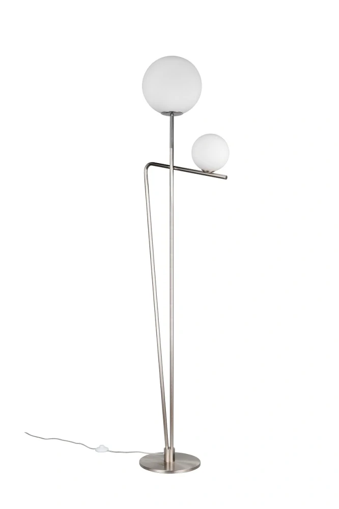 Trio Leuchten 468900207 FLAMING - Moderní stojací lampa v matném niklu s vypínačem, 1 x E27 + 1 x G9, 180cm