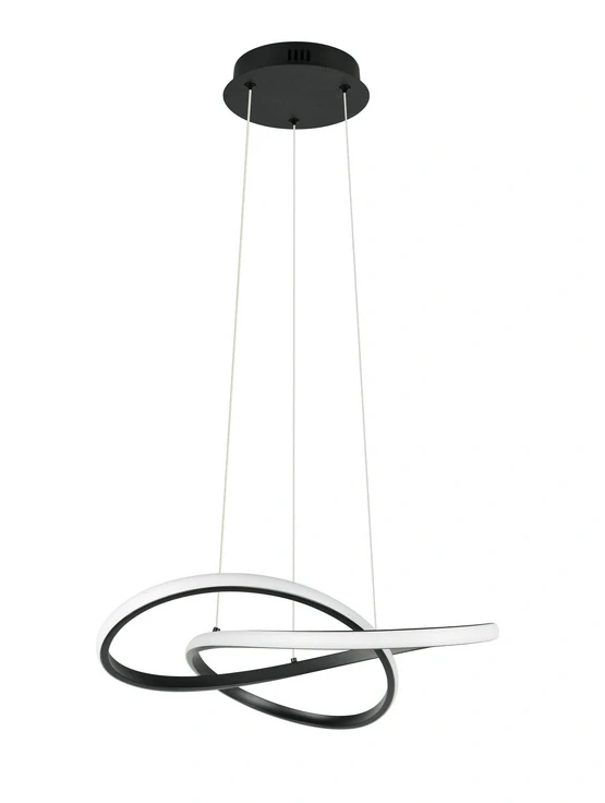Trio Leuchten R33111132 MANSA - Závěsný lustr nad jídelní stůl v černé barvě, LED 36W, 3000K, 4200lm, 50cm průměr