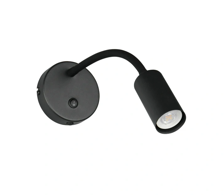 Trio Leuchten R26851732 TARYN - Nástěnná čtecí lampa v černé barvě s vypínačem, 1 x GU10 MINI