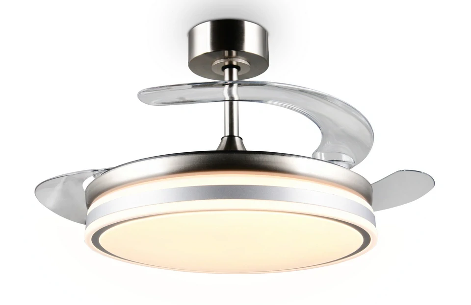 Trio Leuchten R69642107 VOLDA - Stropní LED ventilátor s dálkovým ovladačem v matném niklu, LED 30W, 3500lm, 2700-6500K, Ø 106cm