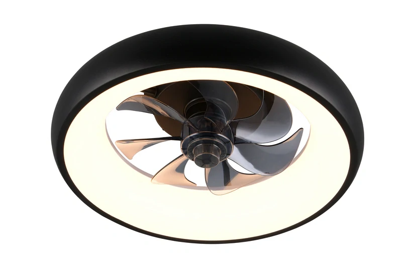Trio Leuchten R69182132 MUONIO - Stropní LED černý ventilátor s dálkovým ovladačem, LED 20W, 2300lm, 2700-6500K, Ø 40cm