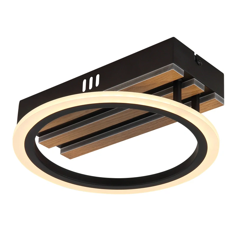 Globo 67360D1 BLEVINS - Stropní LED svítidlo v černé barvě s MDF dřevem, LED 10W, 3000/4200/6000K