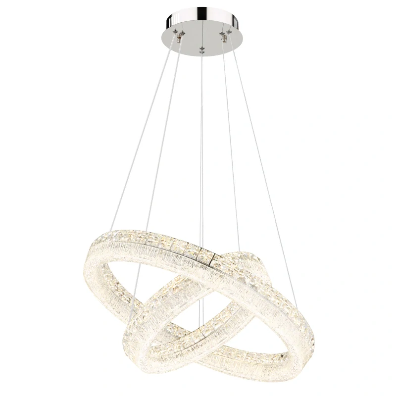 Globo 67387-60 LAUREL - Křišťálový závěsný lustr stmívatelný ovladačem, LED 60W, 2700–6000K, Ø 60cm