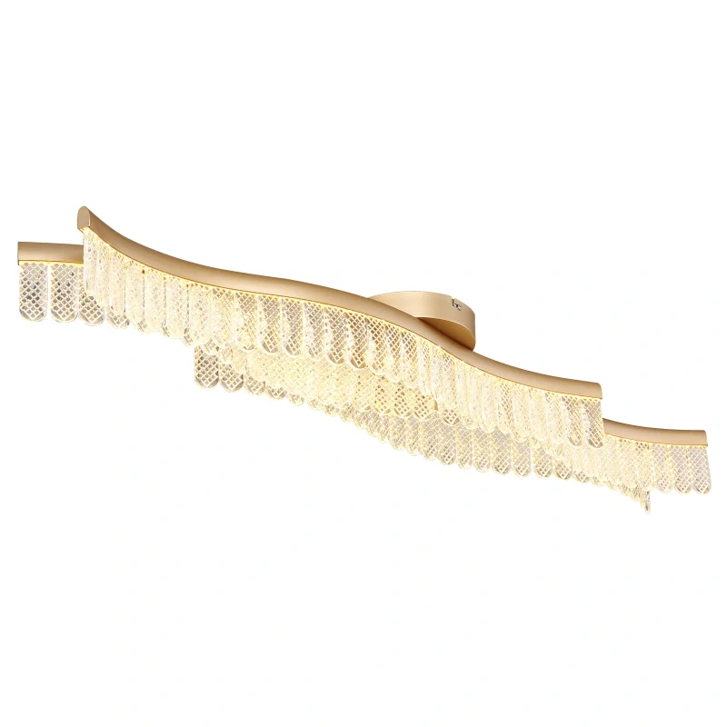 Globo 67348DG JULIET - Moderní stropní křišťálový lustr v matné zlaté barvě, LED 35W, 3200K, 108cm