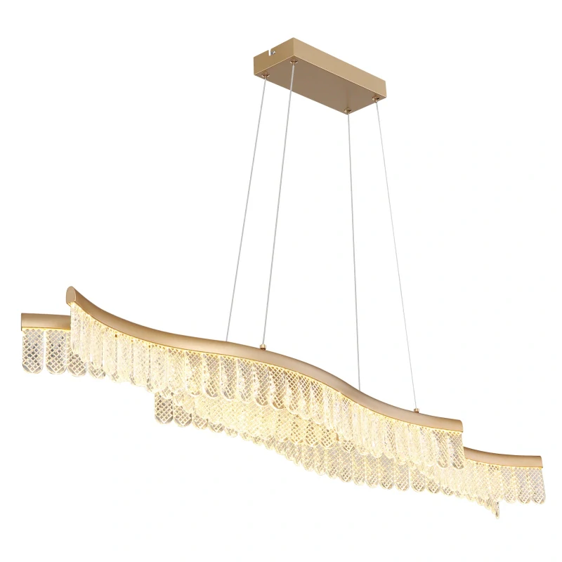 Globo 67348DG JULIET - Moderní závěsný křišťálový lustr v matné zlaté barvě, LED 35W, 3200K, 108cm