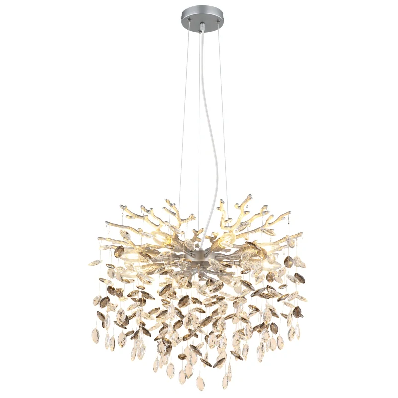 Globo 64138H1S QUEENA - Závěsný lustr se skleněnými kříšťálovými ověsky, 8 x E14, 60cm