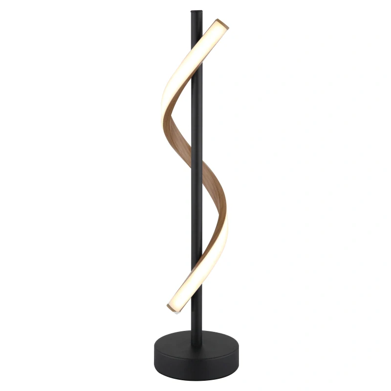 Globo 67354T WATKINS - Stolní lampa v matné černé barvě s imitací dřeva 12,5W, 3000K, 49cm