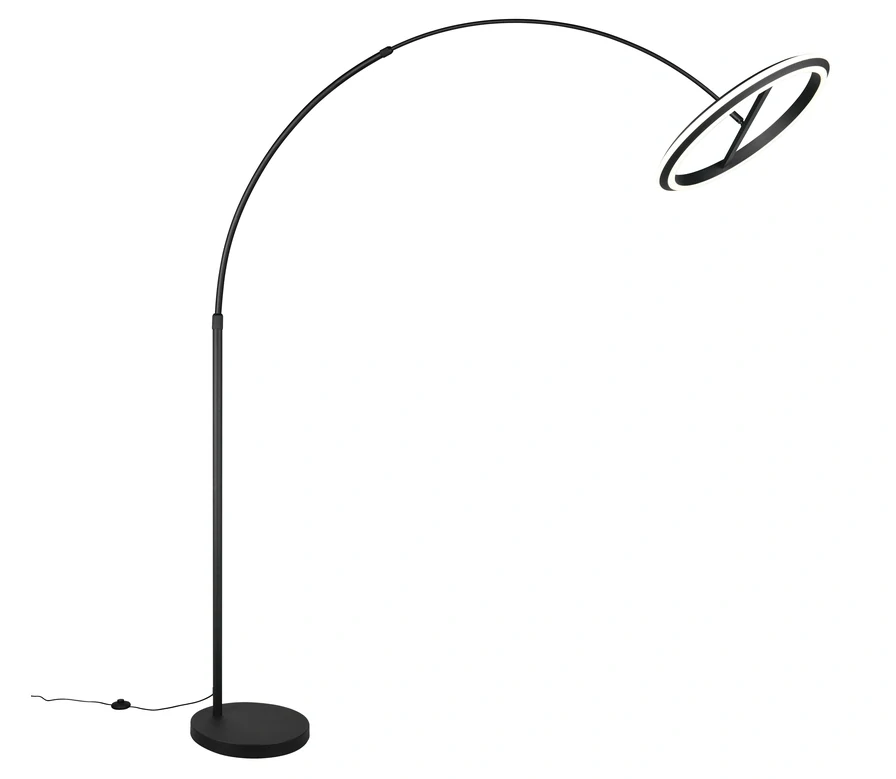 Trio Leuchten 442410132 AMADOR - Stmívatelná černá LED stojací oblouková lampa se změnou barvy světla, LED 21W, 2300+3000+4000K, 205cm