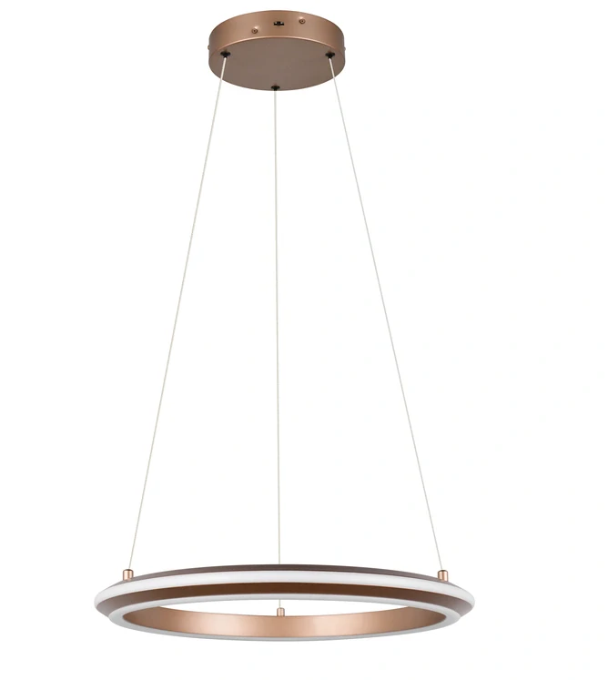 Trio Leuchten 331010165 AMADOR - Vypínačem stmívatelné závěsné kruhové svítidlo v kávově hnědé barvě, LED 34W, 2300+3000+4000K, Ø 45cm