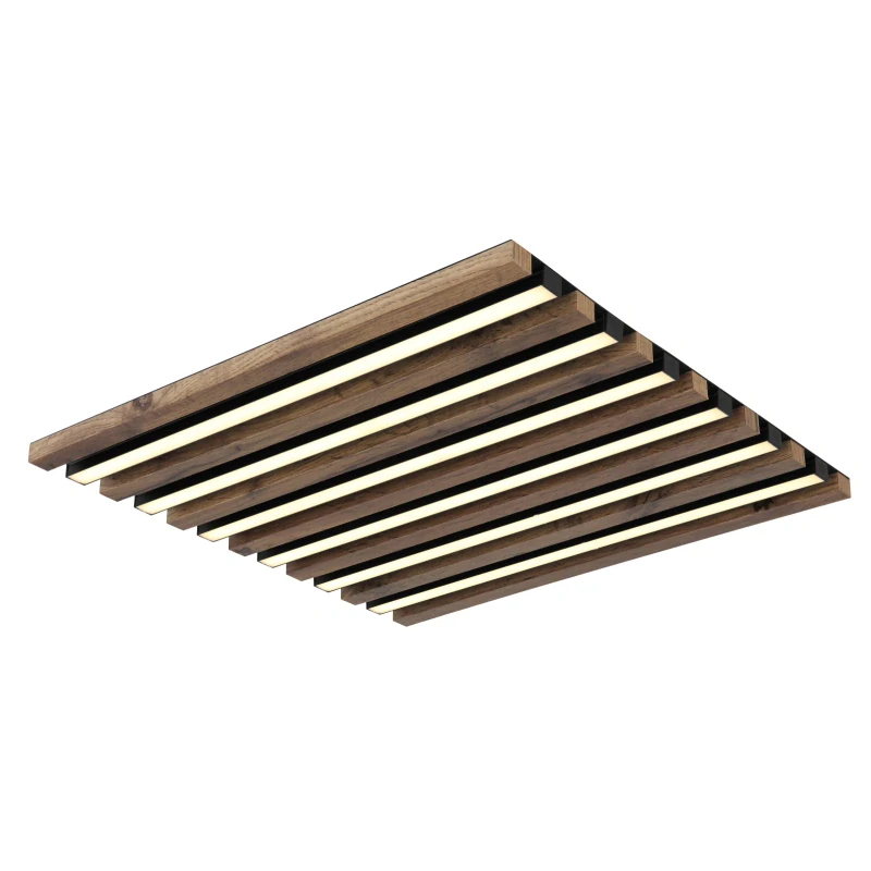 Globo 67347D2 HAYDEN - Stropní LED svítidlo v černé barvě s MDF dřevem, LED 30W, 3000K, 45 x 45cm